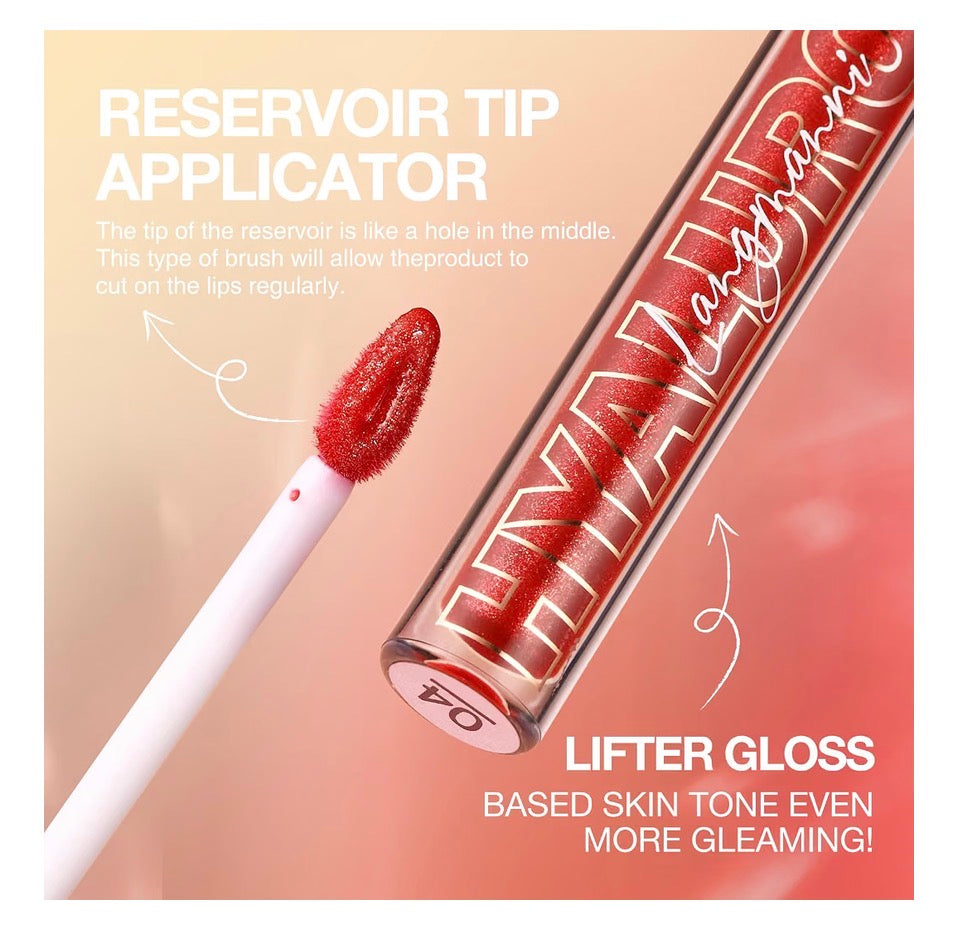 Promotional collage showing lip gloss shades on different models