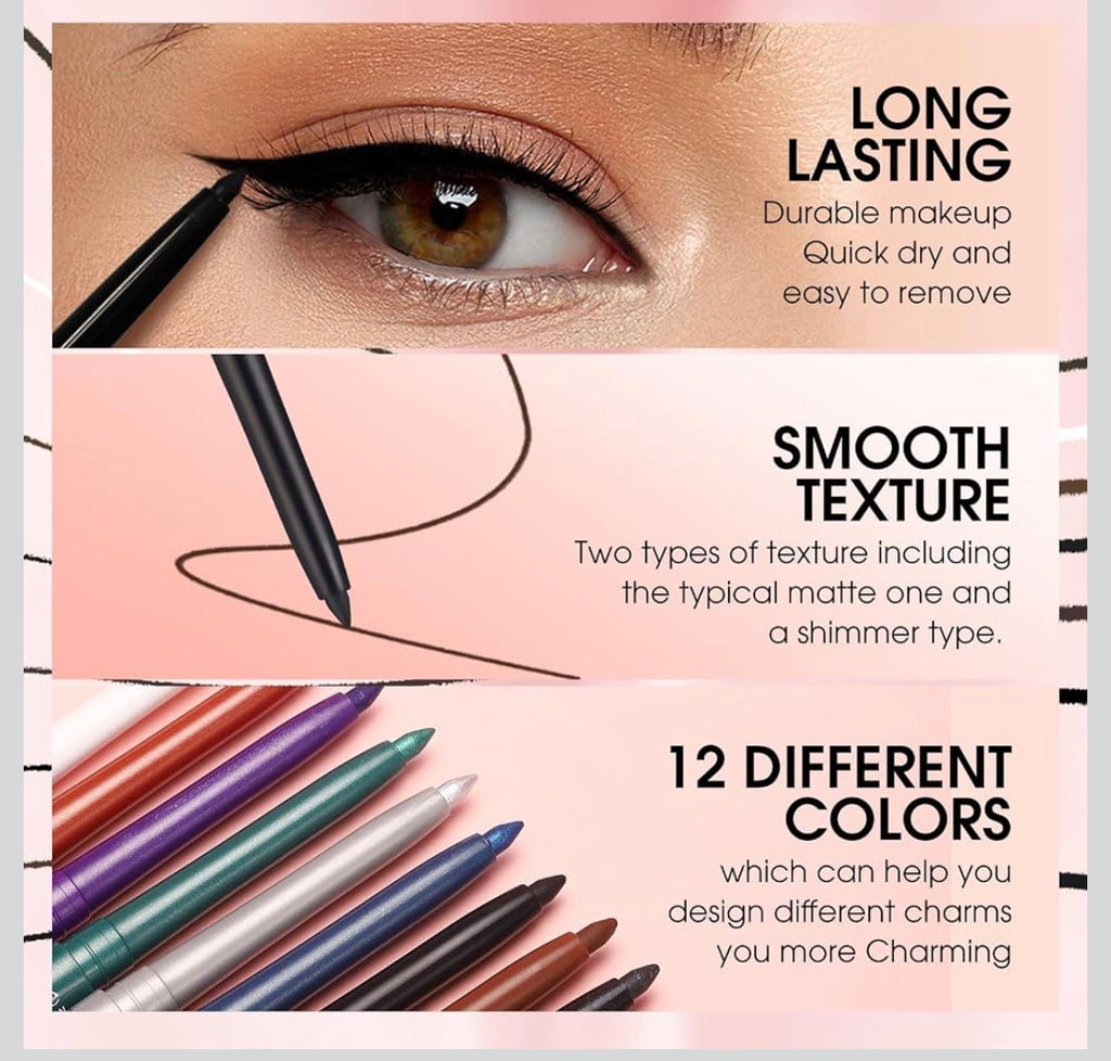Langmanni 12 Pack Color Eyeliner Set