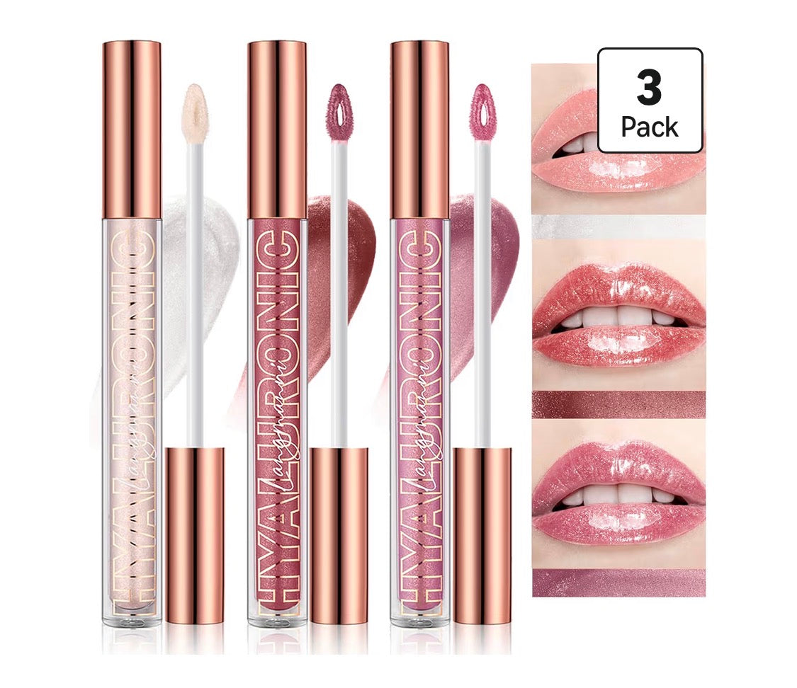 Langmanni Hyaluronic Acid Lip Gloss Set, 3-Pack