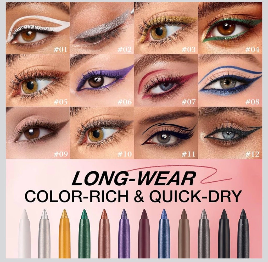 Langmanni 12 Pack Color Eyeliner Set