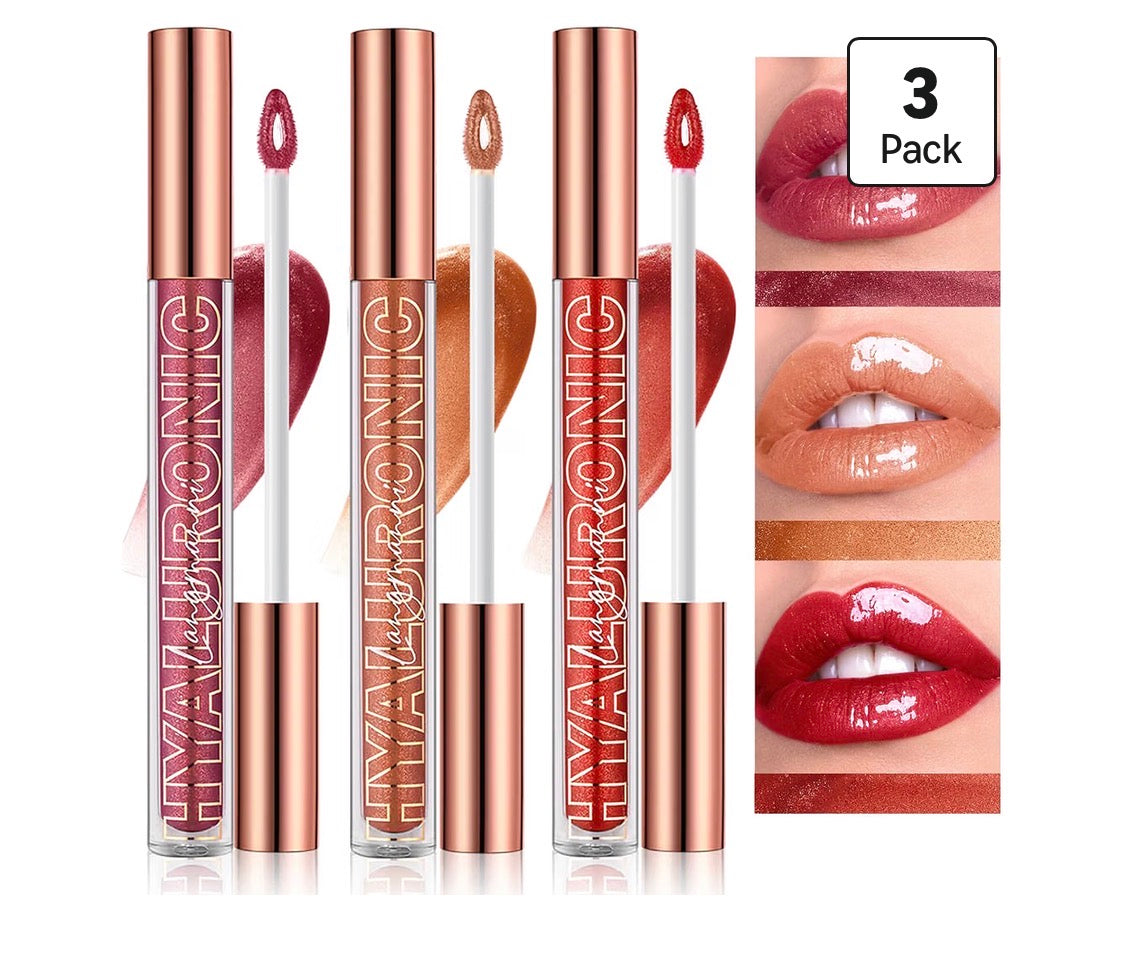 Langmanni Hyaluronic Acid Lip Gloss Set, 3-Pack